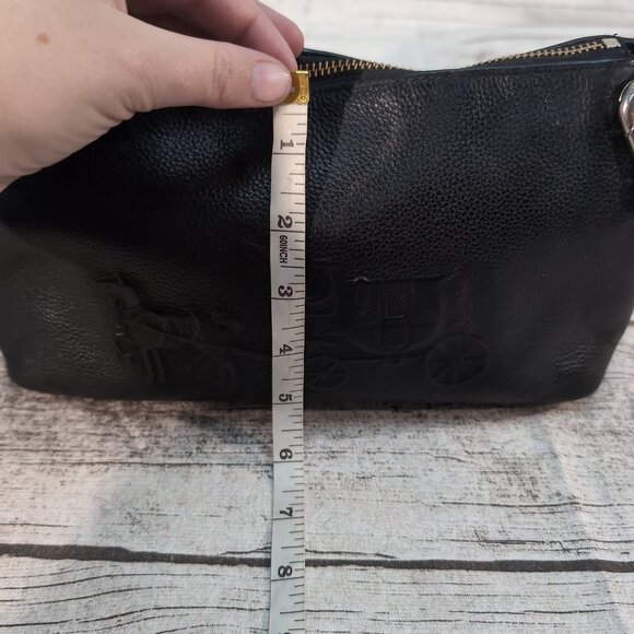 Coach Black Pebbled Leather Crossbody Bag Embossed Horse & Carriage Logo Small - Picture 3 of 10